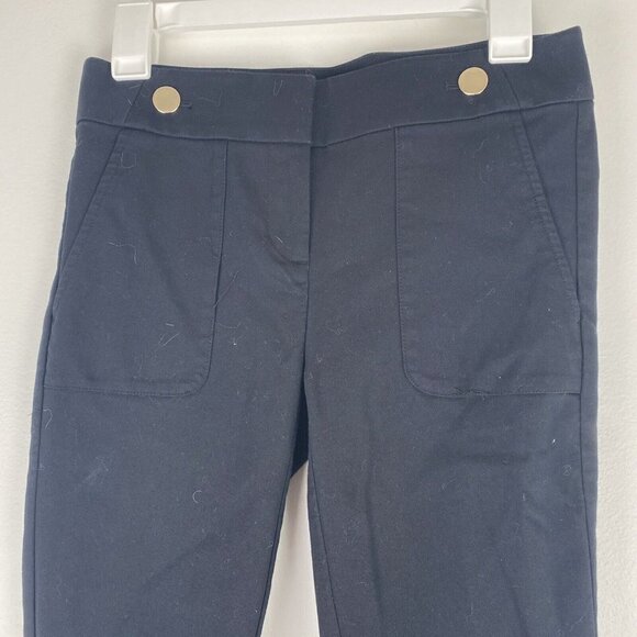 Loft Women's Marisa Skinny Leg Pants Size 0 Black Sailor Buttons Cotton Blend - Picture 2 of 11